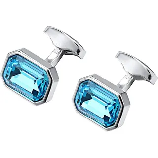 Herren Manschettenknöpfe Rechteck Manschettenknöpfe Set Shiny Blue Crystal