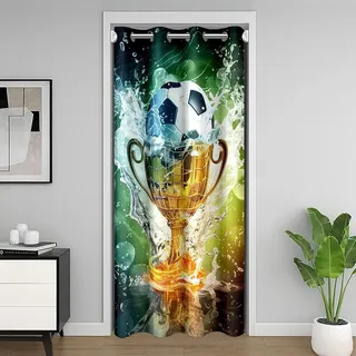 3D Fußball Cup Raum Teiler Vorhang Fußball Sport Spiel Verdunkelungs Vorhang Raum Home Decor 3D Gedruckte Tür Vorhang Teens Sport Thema Türvorhang für Kinder Jungen 86x203cm