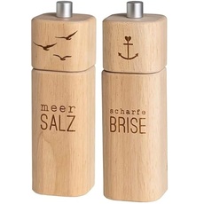 Salzmühle 'Meer Salz' + Pfeffermühle 'scharfe Brise' Set - Räder Design