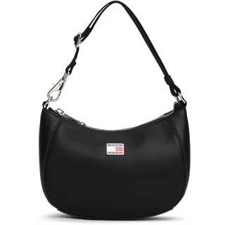 Schultertasche TOMMY JEANS "TJW DAILY ELEVATED SHOULDER BAG", Damen, Gr. B/H/T: 20cm x 13,5cm x 6cm, schwarz, Lederimitat, Taschen Schultertasche, Damen Tragetasche mit verlängerbarem Trageriemen