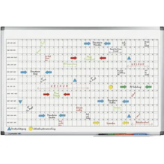 Legamaster Premium Jahresplaner, UV-gehärtetes Whiteboard, horizontale Jahresübersicht, 90 x 60 cm