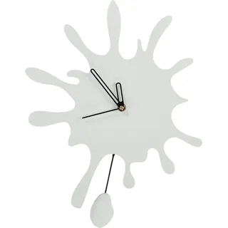 BELIANI Wanduhr Cremeweiß MDF u. Metall Farbklecks-Design mit Pendel Zeigern Sekundenzähler Batteriebetrieben ohne Zahlen Indizes Modern Pendeluhr - Weiß