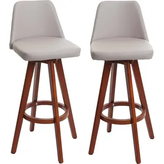Mendler 2er-Set Barhocker rund Holz Kunstleder drehbar  taupe