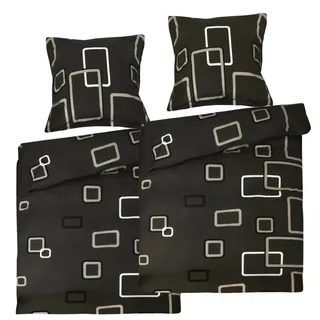 Beautissu Noa Ornamente Anthrazit 135 x 200 cm + 80 x 80 cm