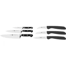ZWILLING Professional S Messer-Set, 3-teilig & Twin Grip Gemüsemesser-Set, 3-teilig, (Schälmesser 5 cm, Gemüsemesser 8 cm, Spickmesser 8 cm), Kunststoffgriff, Schwarz