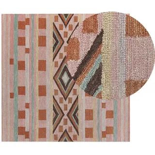 Beliani Teppich geflochten Yomra 200/200 cm , Textil , Grafikmuster , Quadratisch , 200x200 cm , Teppiche und Böden, Teppiche, Webteppiche