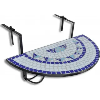 Balkonhängetisch Mosaik Blau und Weiß - Blau, Weiß