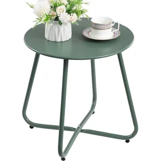 Beistelltisch Metall Wetterfest Outdoor Gartentisch Rund 45cm Grün - Grün