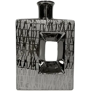Tischvase aus Keramik mit Loch in Silber, 7 x 18 x 28 cm