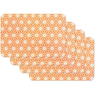 Vénilia Tischsets Osaka Orange - 4 Stück - Platzsets abwaschbar, Platzdeckchen, Tischunterlage, Tischmatten Esstisch - lebensmittelecht - 59061
