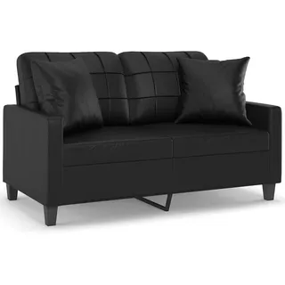 vidaXL 2-Sitzer-Sofa mit Zierkissen Schwarz 120 cm Kunstleder