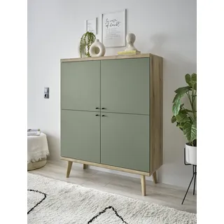 INOSIGN Highboard »MAVAS«, in moderner Trendfarbe, Griffe aus Metall (Schwarz), Höhe 134