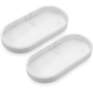 UICCVOKK 2 Stück Marmor Tablett, Badezimmer Tablett, Silikon Dekotablett, Badezimmer Silikon Ablageschale, Oval Marmor Platte, Ablageschale Kosmetik für TüCher Kerzen Handtuch Seife Pflanze Schmuck