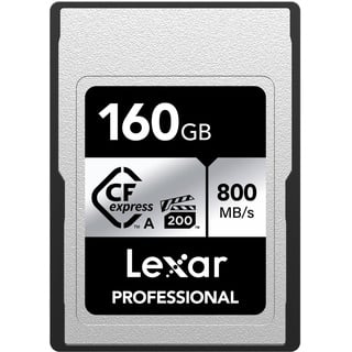 Lexar Professional SILVER Series CFexpress Typ A Karte 160GB, CFe Karte bis zu 800 MB/s Lesen, VPG200, 8K Video CF Karte, Speicherkarte Kompatibel mit Sony Alpha/Sony FX Kameras (LCAEXSL160G-RNENG)