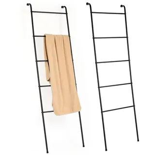 Metall Deckenleiter 2er Set Schwarz Deckenleiter für das Wohnzimmer Handtuchleiter Rack Halter für Badezimmer Schlafzimmer (Schwarz)