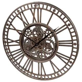 formano Wanduhr Metall groß 59 cm Industrial Uhr mit beweglichen Zahnrädern - Bunt