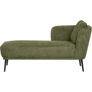 BELIANI Chaiselongue Rechtsseitig Dunkelgrün Stoffbezug mit Armlehne Kissen Schwarzes Metallgestell Retro-Design Liegesofa Recamière Longchair - Grün, Schwarz