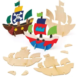 Baker Ross Piratenschiffe aus Holz Bastelset 6 Stück