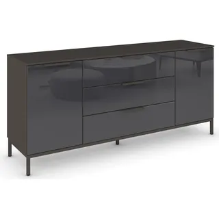 Rauch Kombikommode 160 x 72 x 42 cm Grau / Glas Basalt