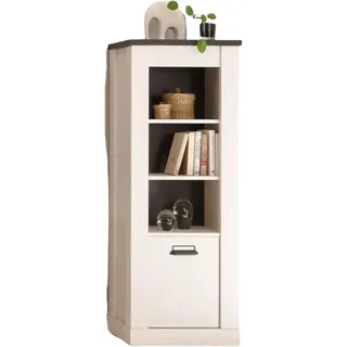 Furn.Design Regal weiß Pinie, anthrazit, Landhaus, Regalschrank 51 x 146 cm , Weiß, Anthrazit , Holzwerkstoff , Nachbildung,Pinie , 2 Fächer , 51x146x38 cm , FSC 100% , Wohnzimmer, Regale, Bücherregale