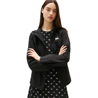 Tommy Hilfiger Tommy Jeans Damen Windbreaker Jacke Outdoor Shell mit Kapuze, Schwarz (Black), XS