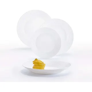 Luminarc Luminarc Harena Geschirrset – 18-teilig – Weißes Glas – Mikrowellen- & Spülmaschinengeeignet - Weiß