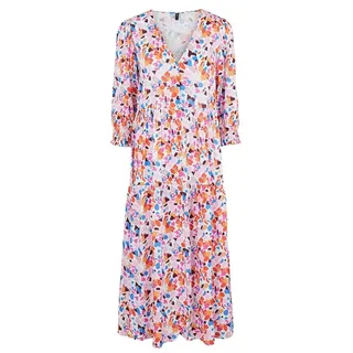 Yas Alira S Kurzarm Midi-kleid - Soft Pink / Aop Vio Print - L