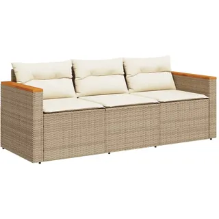 vidaXL Gartensofa 3-Sitzer Loungesofa beige