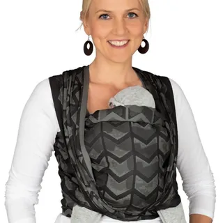 Hoppediz Babytragetuch gewebt ab Geburt, ergonomisches Tragetuch für Neugeborene und Kleinkinder, Baumwolle, Design Amsterdam Black, 4,60 m