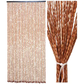 Ezcasch 90x200cm Holzperlenvorhang 52 Stränge Braun Türvorhang für Zimmer | Handarbeit Bambusvorhang, Insektenschutz Dekoration, Natur Holzperlenvorhang, Perlenvorhang für Zimmer Wohnwagen Camping