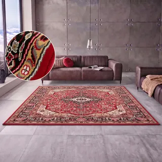 Teppich HANSE HOME "Skazar Isfahan" Gr. 6, rot (rot, schwarz), B:200cm H:9mm L:290cm, Polypropylen (PP), Teppiche, Teppich, Kurzflor, Orient, Läufer, Vintage, Esszimmer, Wohnzimmer, Flur