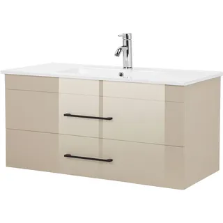WELLTIME Waschtisch »Florenz«, Waschplatz mit 2 Auszügen und Softclose Breite 100cm, beige