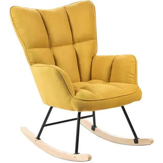 Beliani Schaukelsessel Stoff Gelb Oulu , Textil , 71x108x83 cm , Wohnzimmer, Sessel, Schaukelstühle