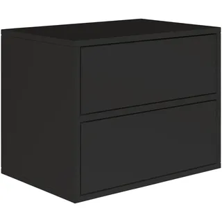 Selsey Nachttisch Hängend Schwebender Schwarz Farbe 50B x 36T x 40H cm Nachtschrank mit Zwei Schublade in Minimalistischer – Push-to-Open– Skandinavischen Platzsparend Wandmontage Framme