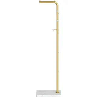 YATINEY Garderobenständer, freistehender Kleiderständer, Jackenständer, Garderobe mit 3 Haken, modern, für Eingangsbereich, Wohnzimmer, Schlafzimmer, Kleiderschrank, Goldfarbe und Weiß XYM01DWY1