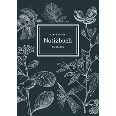 Notizbuch schön gestaltet mit Leseband - A5 Hardcover blanko - 100 Seiten 90g/m2 - floral dunkelgrau -