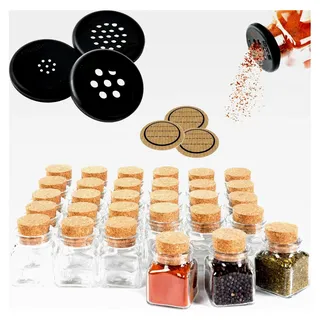 30 Stück kleine Gewürzgläser mit Korken, 100ml, 8cm hoch, Gewürzdosen aus Glas, Vorratsgläser