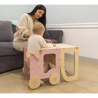 Kombihochstuhl , Naturfarben, Pink , Holz , Birke , Sperrholz , 38x90x40 cm , Babymöbel & Kindermöbel, Babyzimmer, Hochstühle