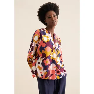 Klassische Bluse SEIDENSTICKER "Schwarze Rose", Damen, Gr. XL42, pink, 100% Baumwolle, geblümt, regular fit, ohne Ausschnitt, Blusen Klassische Bluse, Tunika Floral