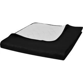 Zweiseitige Tagesdecke Gesteppt Schwarz/Weiß 230x260 cm - Schwarz