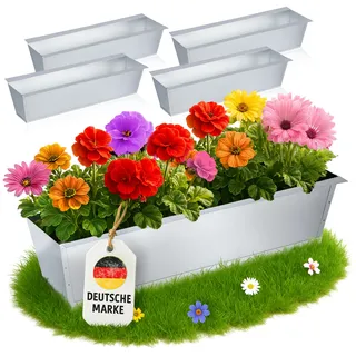 MC-Trend Blumenkasten für Europaletten – verzinktes Metall – wetterfest + rostfrei – Paletten-Balkonkasten mit Ablauflöchern – 38,1x13x9 cm – 247 g – UV beständig – stapelbar – Diverse Sets (4)
