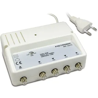 METRONIC Verstärker, Splitter, geschirmt, Gain-Einstellung, 4 Ausgänge, F-Stecker