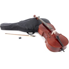 GEWA Cellogarnitur/Celloset HW Hartholz 1/16 spielfertig mit Feinstimmsaitenhalter, Stachel, Bogen, Kolophonium, Tasche - PS403216