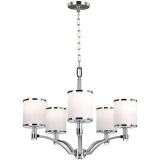 Elstead Lighting Kronleuchter Prospect Park, 5 Lichter, Satin-Nickel, mit Chrom - FE-PROSPECT-PARK5