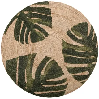Beliani Teppich geflochten Incik 140/140 cm , Naturmaterialen , Baum/Pflanze/Natur , Rund , 140x140 cm , Teppiche und Böden, Teppiche, Webteppiche