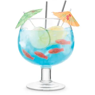 Final Touch Fishbowl Cocktail Ballon Glas XL 1,3 l | Party Margarita Daiquiri Blue Lagoon Riesen-Trinkbecher