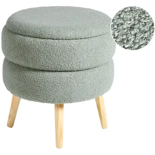 Beliani Hocker Grün Okaton , Grün, Braun , Textil , Rund , 44x48x44 cm , Wohnzimmer, Sessel, Hocker & Hockerbänke, Sitzhocker