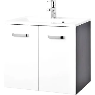 Bologna Waschtisch, graphitgrau/weiß - Grau, Weiß