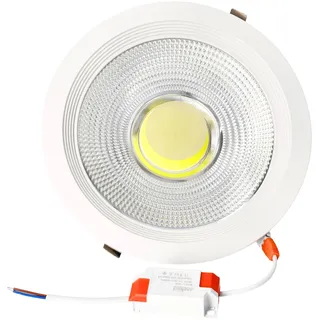 JANDEI – 30-W-COB-LED-Einbaustrahler, weißer runder Rahmen, 212 x 52 mm (185 mm Ausschnitt), 2250 Lumen, IP44. Ideal für Wohnzimmer, Küche, Bad und 1 Zimmer (6000 K Kaltlicht).