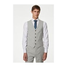 Mens M&S Collection Italian Linen MiracleTM Waistcoat - Light Grey, Light Grey - 48-REG